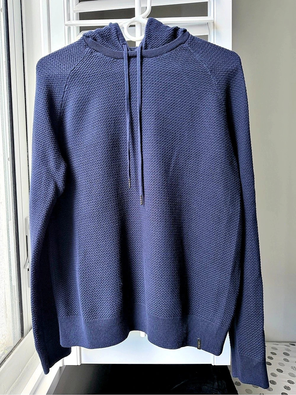 Calvin Klein Men's Navy Textured Knit Hooded Sweater Hoodie M